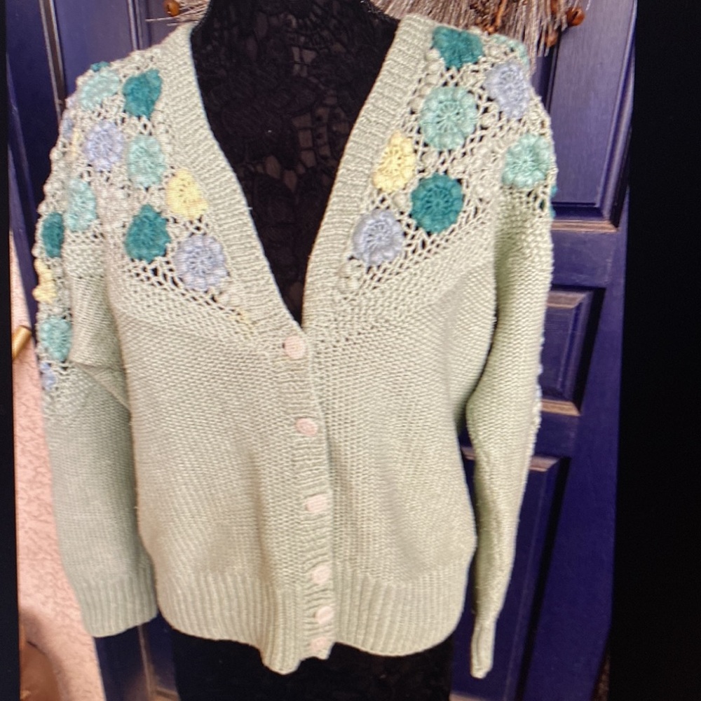 Nettie Crochet Cardigan in Green